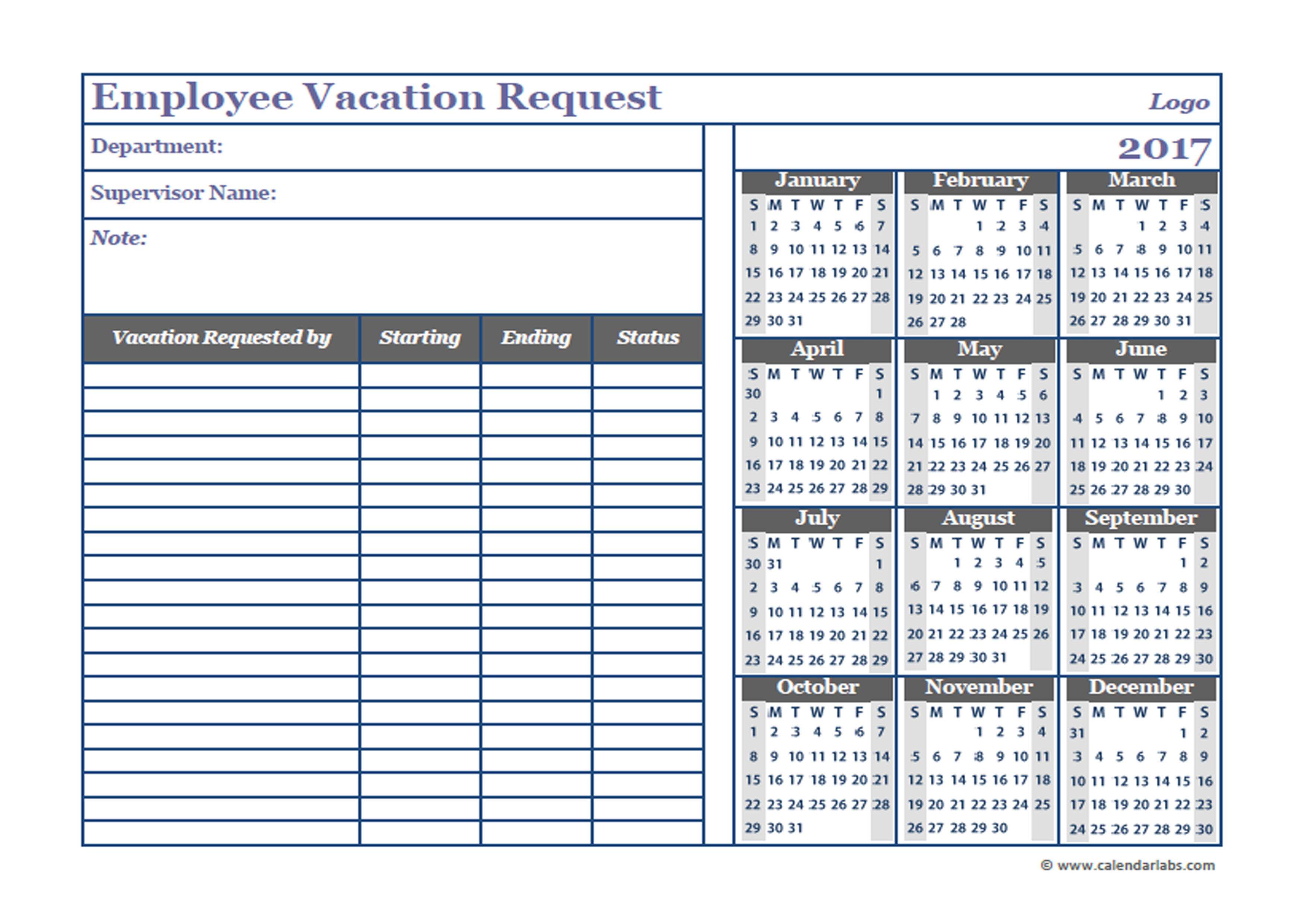 Sample Example And Format Templates 2014 Employee Vacation Tracking