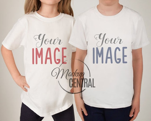 Download Free Matching Blank White Family Sibling T-Shirt Mockup Styled Stock (PSD)