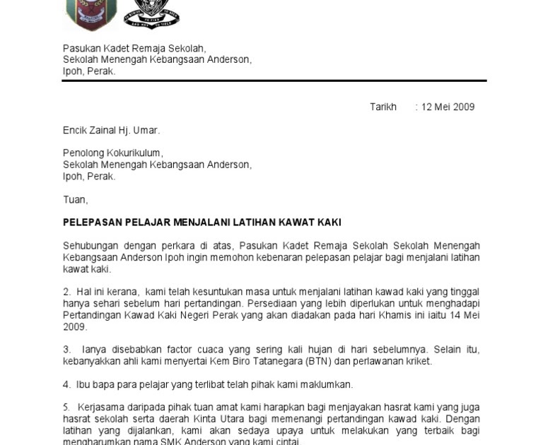 Surat Rasmi Pelepasan Cuti Sekolah - Perokok n