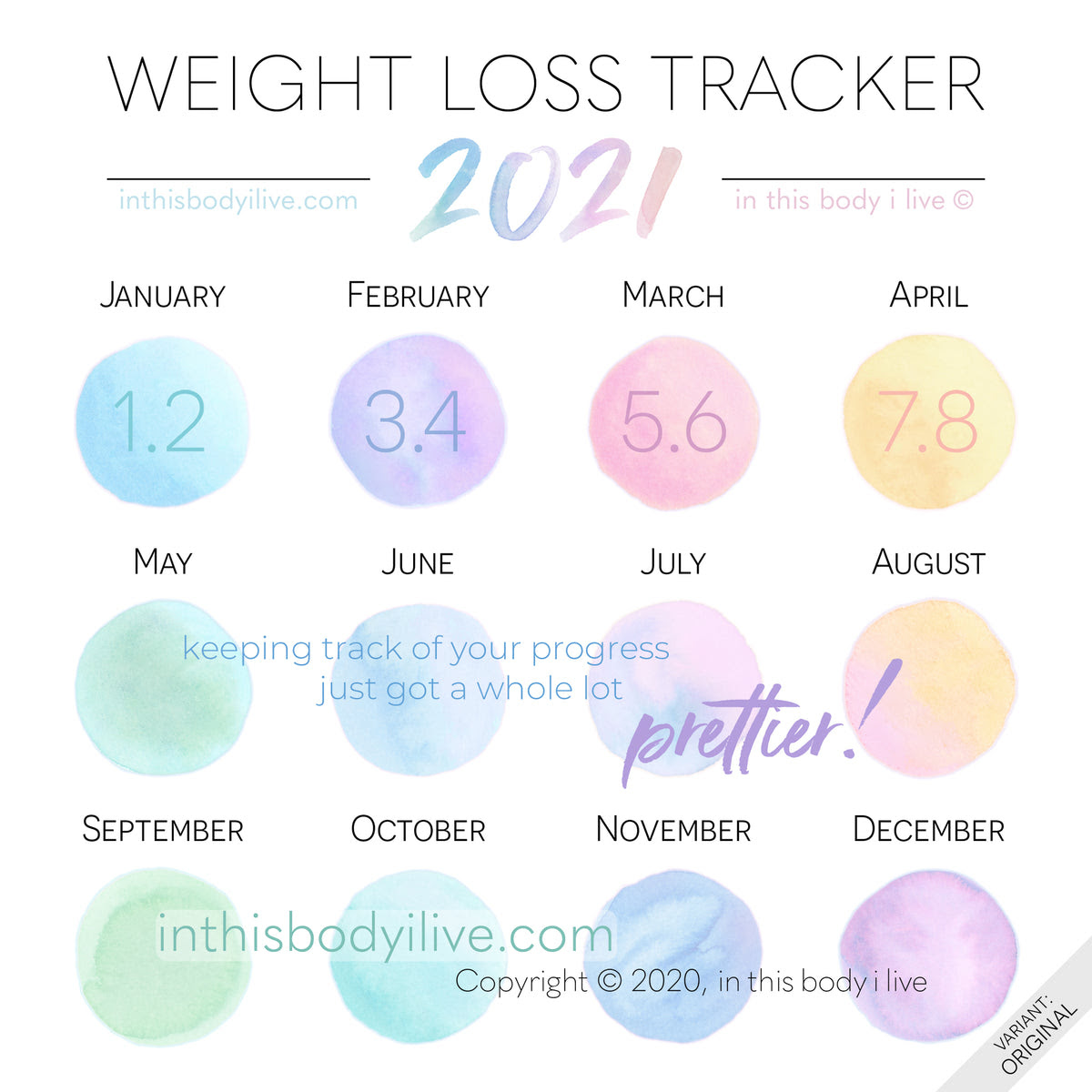 2021 Weight Loss Calendar Template Exercise Weight Tracker For Year