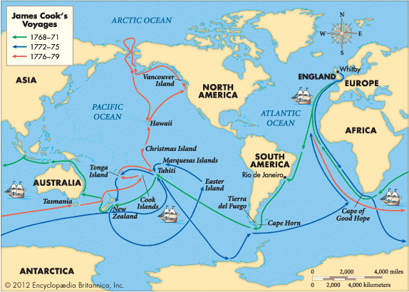 James Cook Map Of Voyages