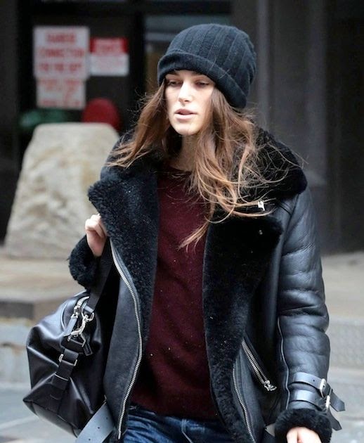 Le Fashion: Keira Knightley Shows How To Style A Shearling Leather Jacket