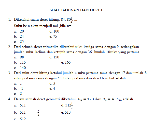 Contoh Soal Barisan Dan Deret Aritmatika Kelas 11 - Belajar Dari Buaian