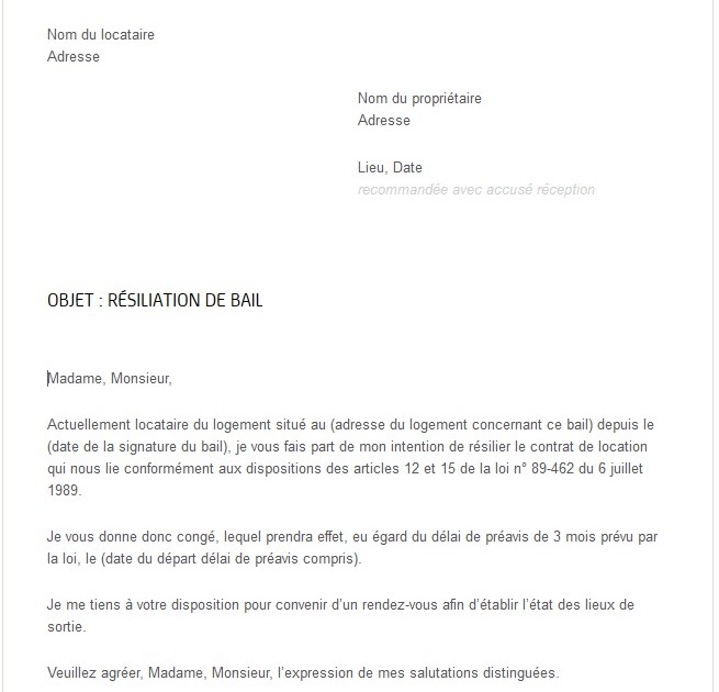 Modele Lettre De Resiliation / lettre type de resiliation  Les lettres