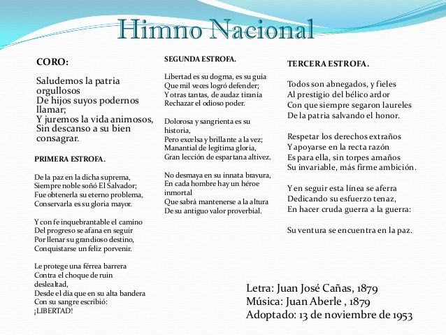 Letra Del Himno Nacional - Mayhm001