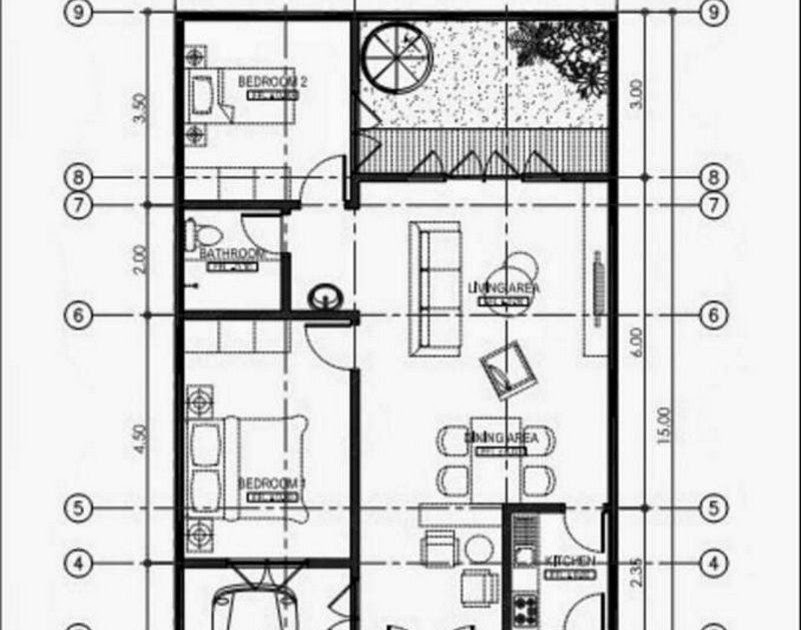 13 Denah rumah ukuran 6x9 satu lantai