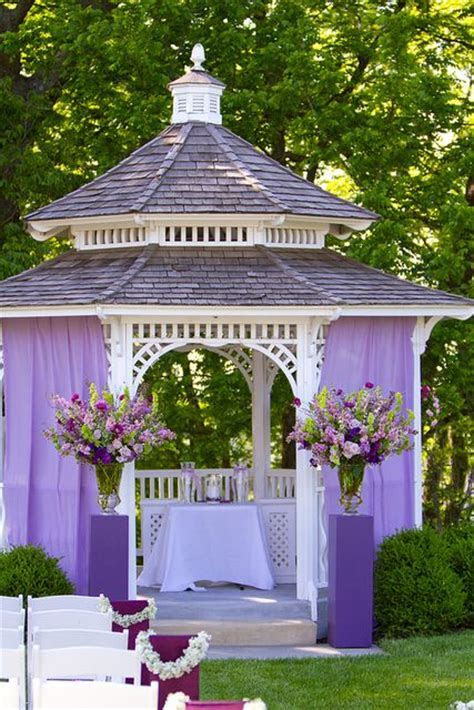 Purple Fabric on Gazebo Altar Wedding Inspiration Purple Fabric on Gazebo Altar Wedding Inspiration