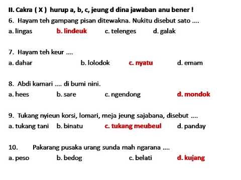 Materi Soal Bahasa Sunda Kelas 6 Sd 2019