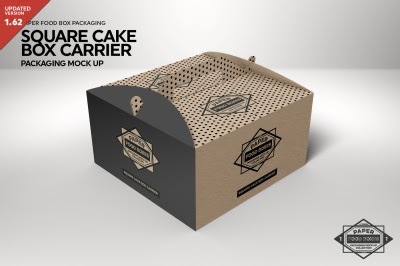 Download Square Cake Box Carrier Packaging MockUp PSD Mockup ...