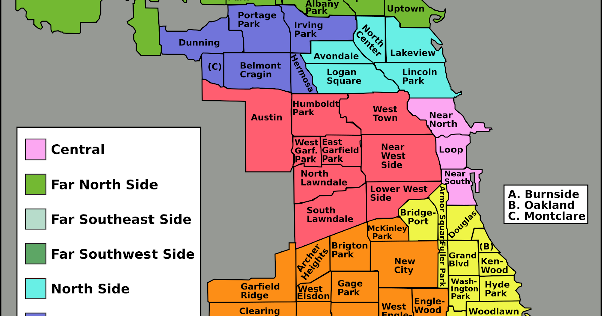 Chicago Map Area Zip Code Map