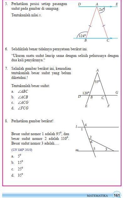 Contoh soal matematika kelas 7 tentang sudut dan jawabannya