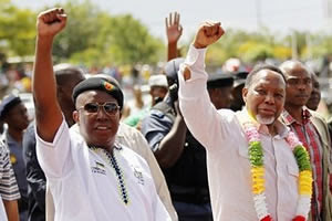 Former ANCYL President Julius Malema Vice President Motlanthe giving the Black Power salute in South Africa. The ANC will hold a national congress later in 2012. by Pan-African News Wire File Photos