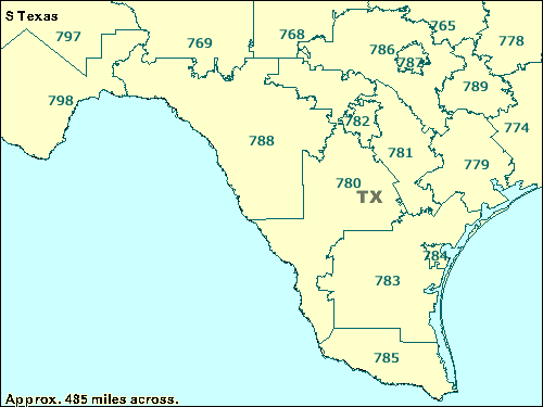 Texas 3 Digit Zip Code Map