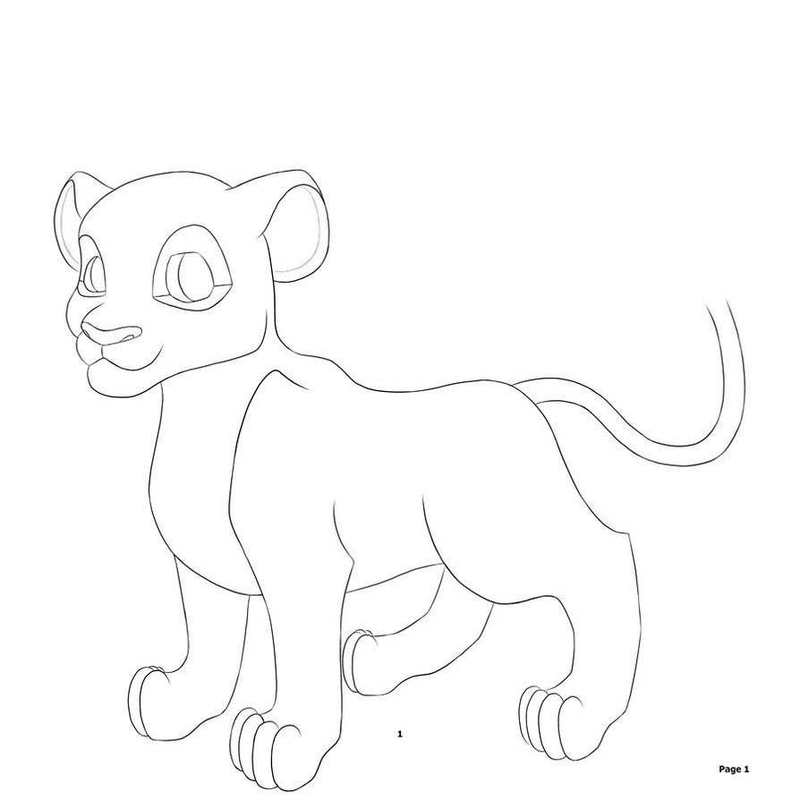 Cute How To Sketch Draw An Easy Lion Cub Fallbodey for Kids