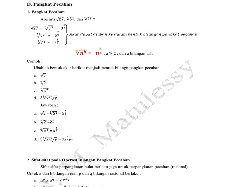 10+ Contoh Soal Bilangan Bulat Pangkat Pecahan - Kumpulan Contoh Soal