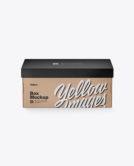 Download Download Psd Mockup Box Front View High Angle Shot Kraft Mockup Pack Package Paper Shoes Psd PSD Mockup Templates
