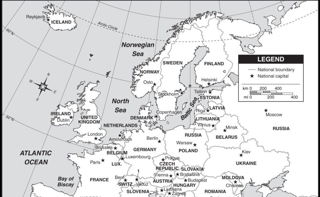 Printable Map Of Europe With Countries And Capitals Zip Code Map