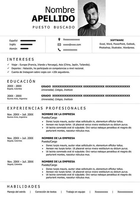 Descargar Basico Modelo De Curriculum Vitae En Word Para Editar