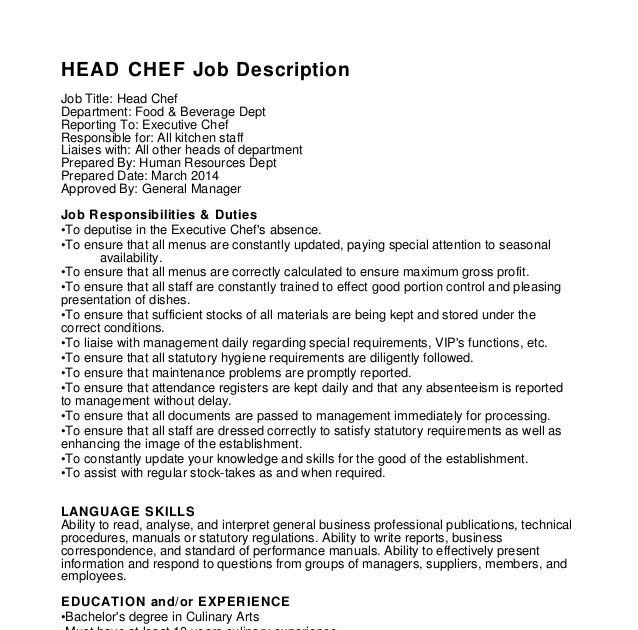 Kitchen Duties Job Description - Tentang Kitchen