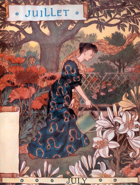 large size paintings: Eugène GRASSET Calendrier "La Belle Jardinière" 1896