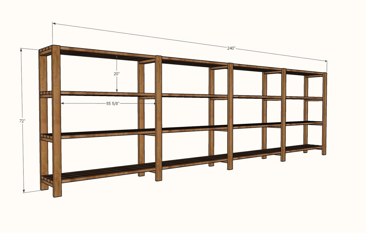 Fans Woodking: 2x4 and plywood garage shelves