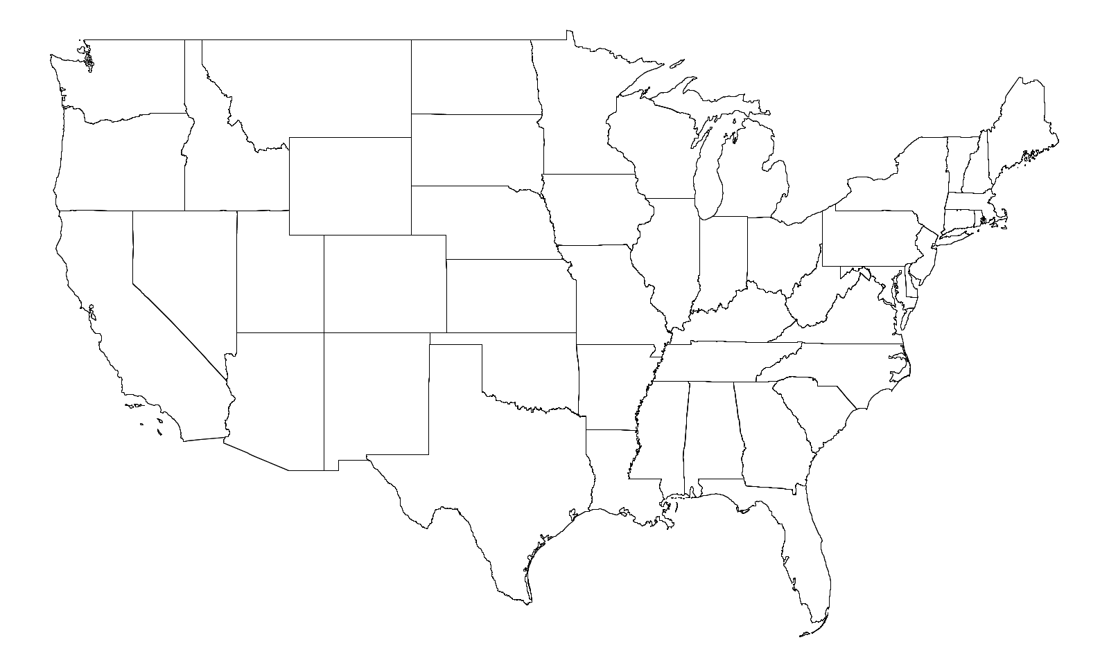 Map Of Us White And Black