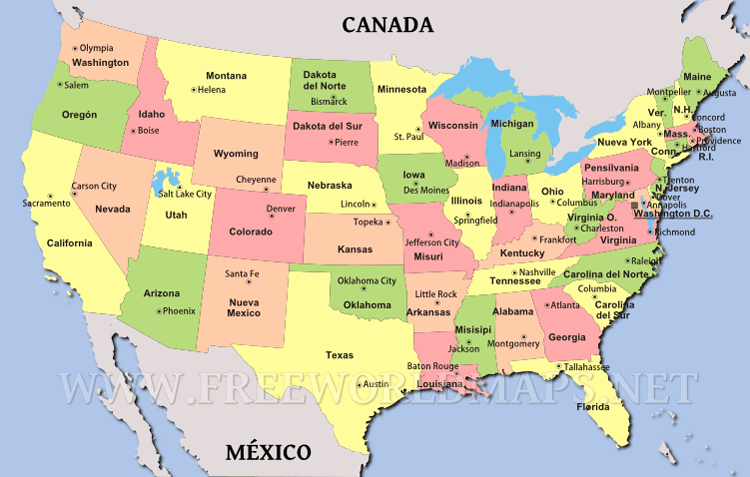 Mapa de Estados Unidos ~ Online Map