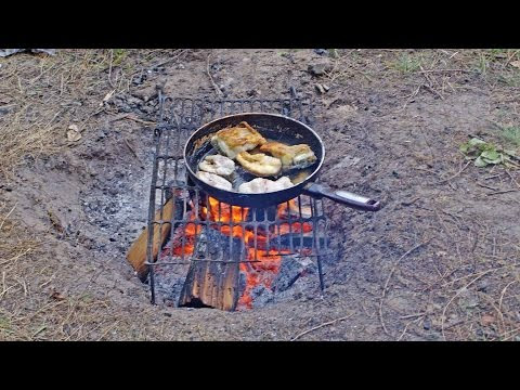 Приготовление щуки на костре