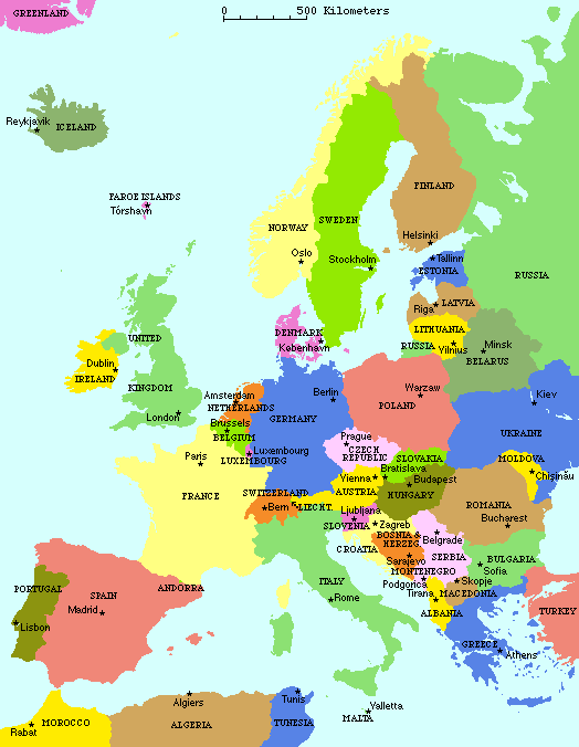 Map Europwestern Europe Countries And Capitals Map