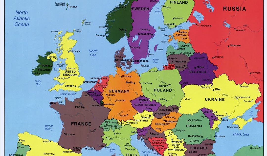 Mapa De Europa Paises Y Capitales