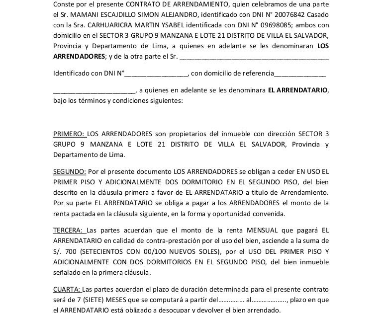 Vivienda Modelo De Contrato De Alquiler De Casa Simple Vários Modelos