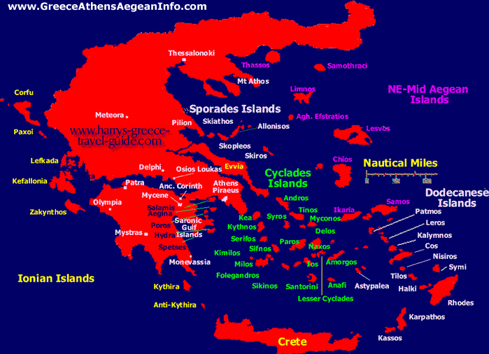 map of greek islands in english