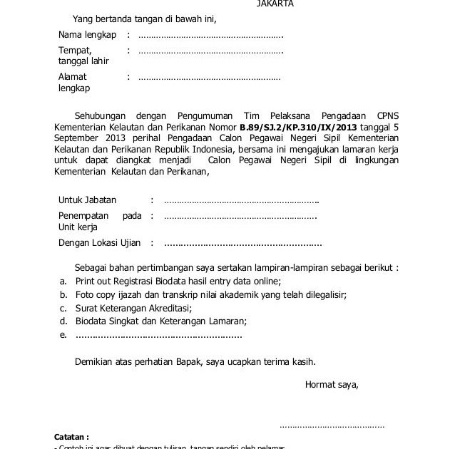 Contoh Surat Lamaran Kerja Untuk Dinas Perikanan Contoh Surat