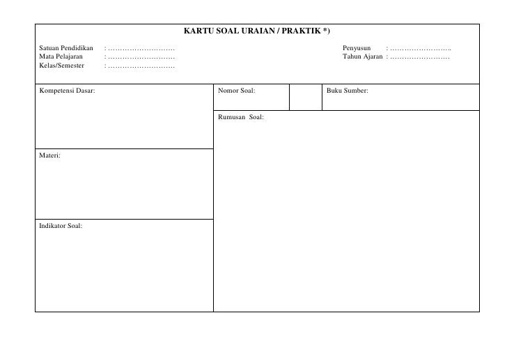 Contoh Kartu Soal Essay - Guru Paud