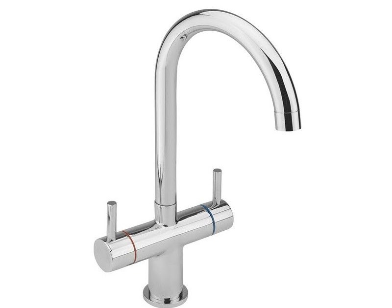 white monobloc kitchen sink tap