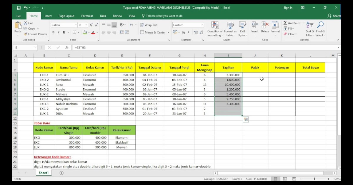Soal Ujian Excel / Latihan soalexcelkelas11 / Angkatan diambil 2