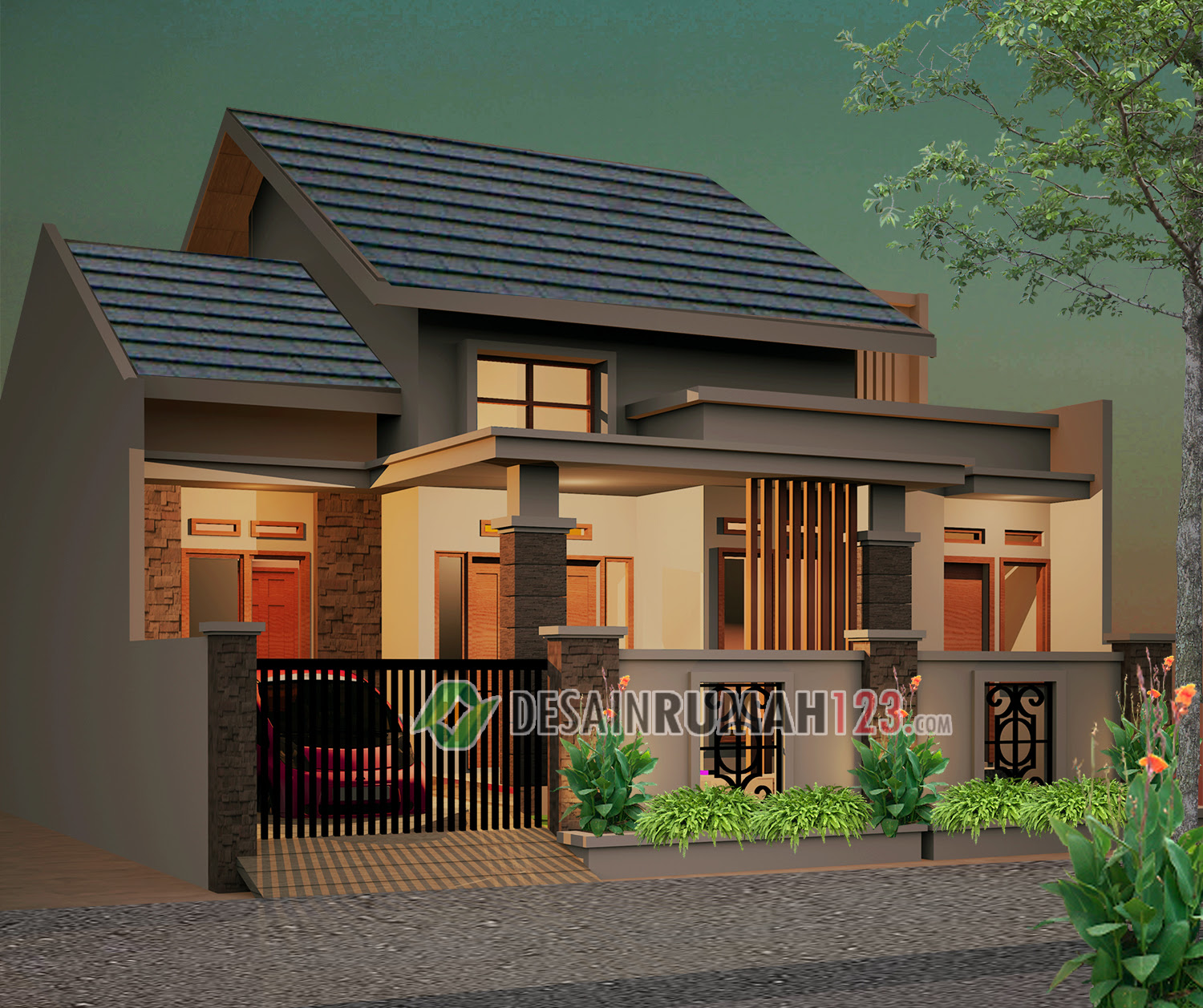 Desain Rumah Indonesia Desain Rumah Satu Setengah Tingkat