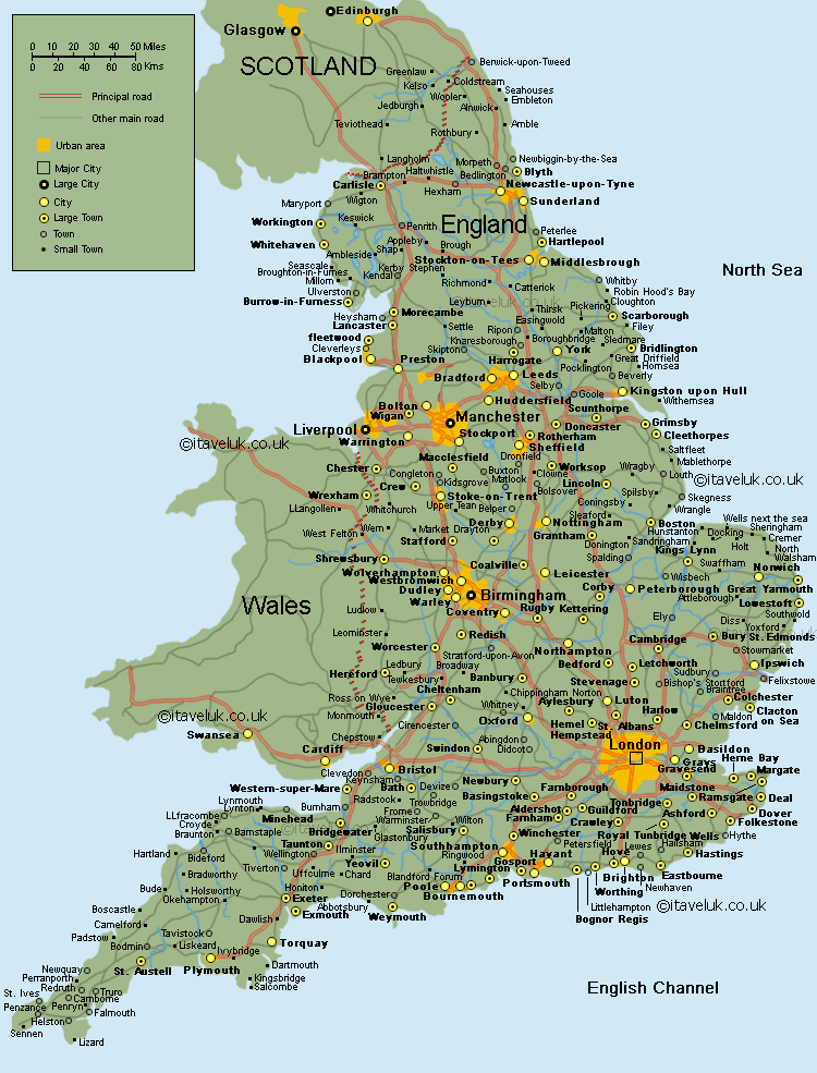 Map Of England With Towns And Villages