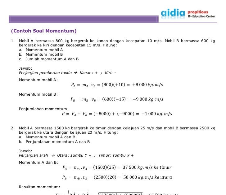 Contoh Soal Fisika Kelas 10 Impuls Dan Momentum