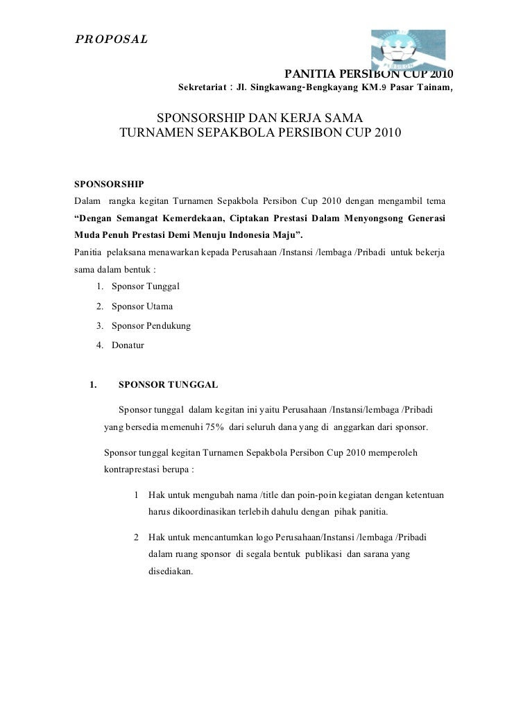 Surat pengantar proposal sponsorship