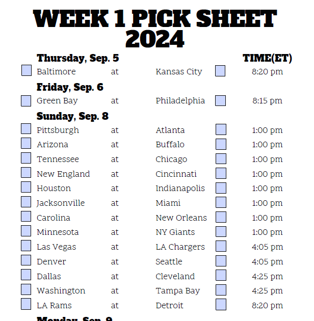 Nfl Pick Em Week 17 Printable - Printable Word Searches