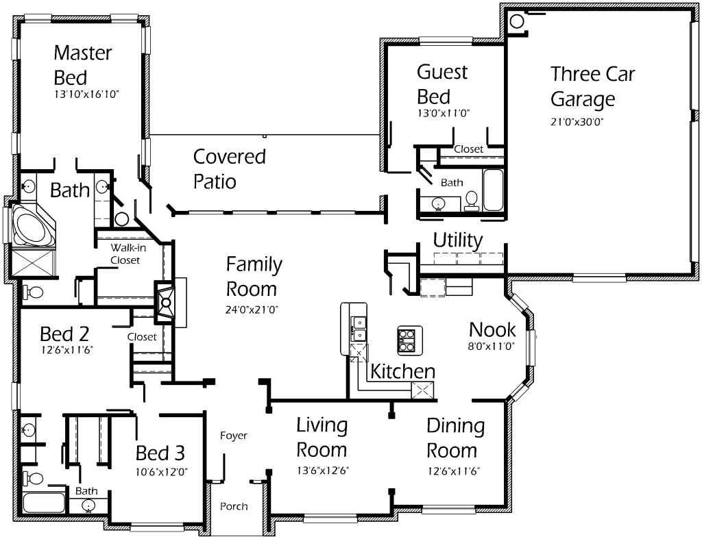 Large Home Plans Without Dining Room