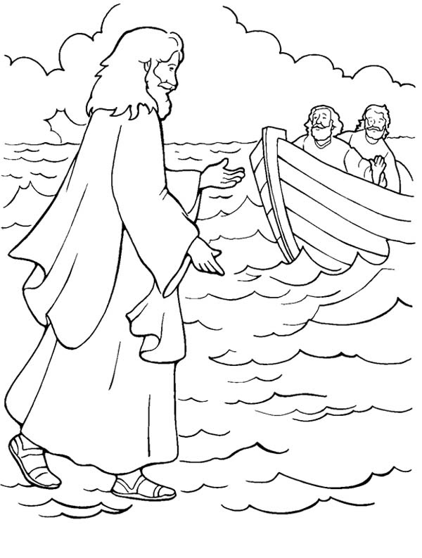 Colouring Pages Jesus Walks On Water - coloringpages2019