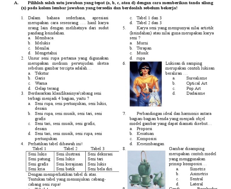 Contoh Soal Seni Tari Kelas 7 Dikdasmen Riset