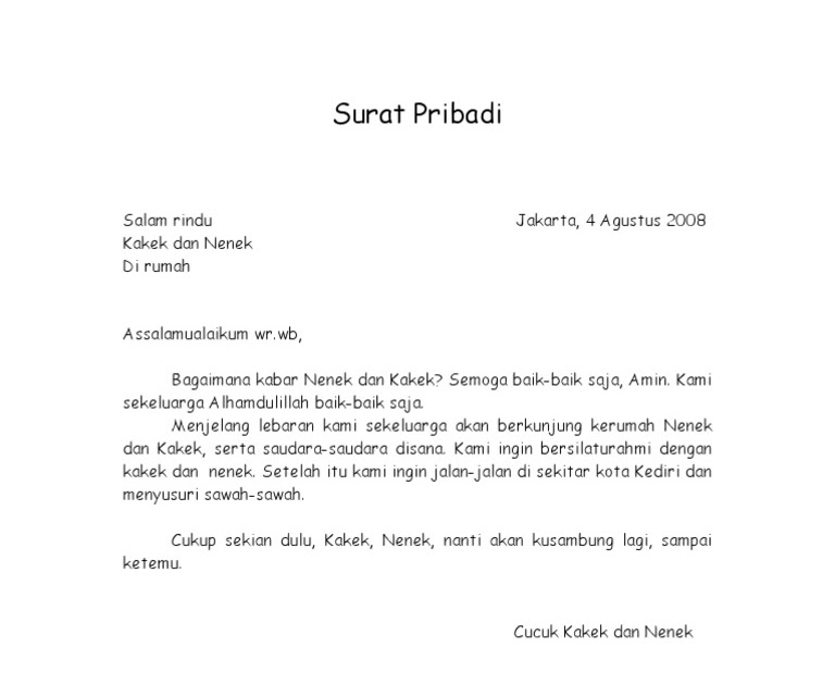 26+ Contoh surat pribadi kepada nenek yang memberitahukan liburan tidak bisa datang terbaru yang baik