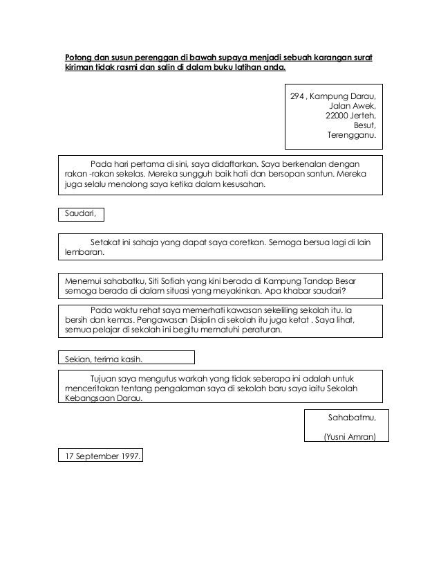 Contoh Karangan Surat Kiriman Rasmi Pt3 - Contoh U