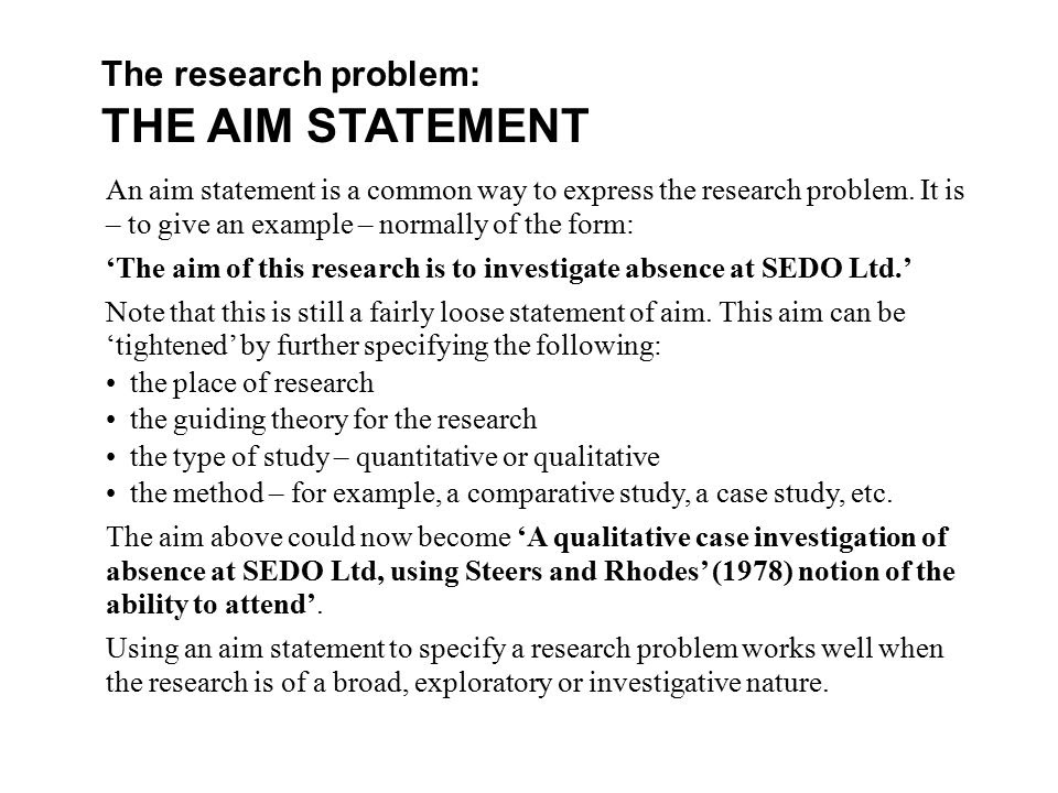 statement of the problem quantitative research