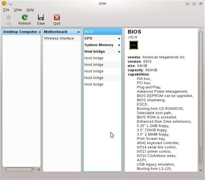 The graphical lshw viewer. lshw command