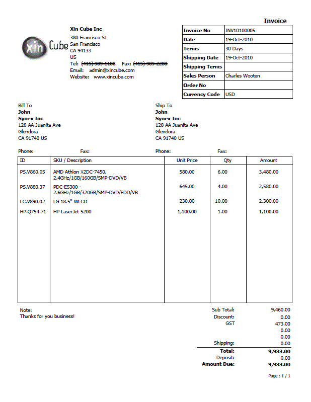 Contoh Invoice Excel - Contoh Win