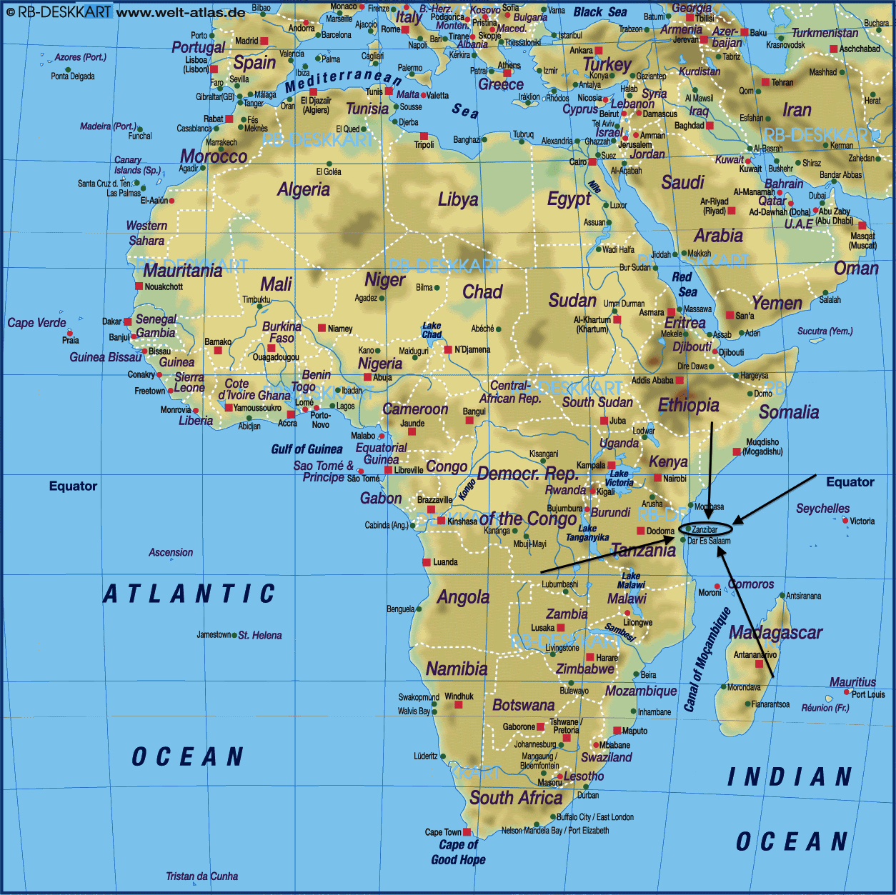 Map Of The World Zanzibar - Direct Map